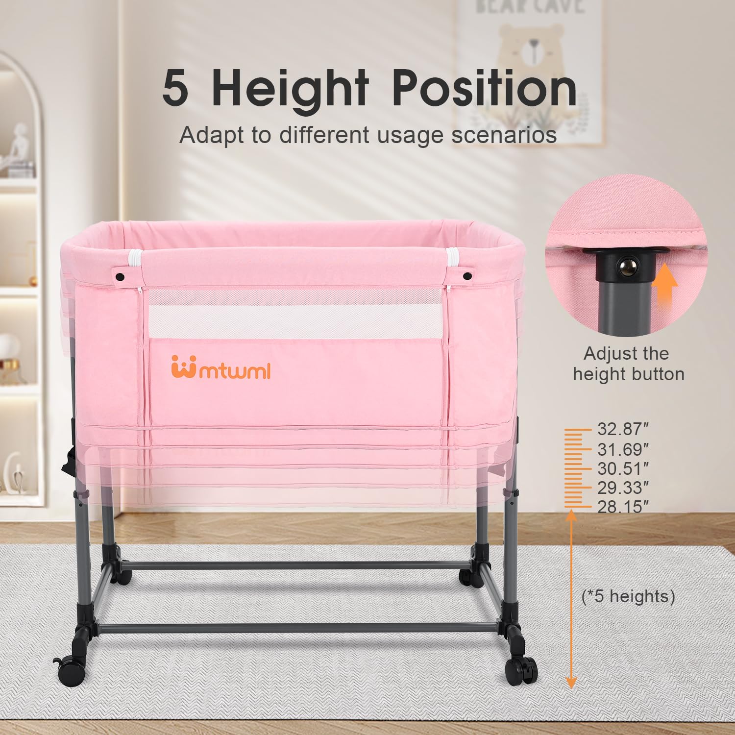 ベビー用寝具・ベッド MTWML Twin Bassinet for 2 Babies Pink Amazon.com: MTWML Twin Bassinet for 2 Babies,Portable Twins Crib